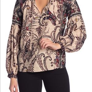 Lucky Brand Mixed Print Long Sleeve Top M